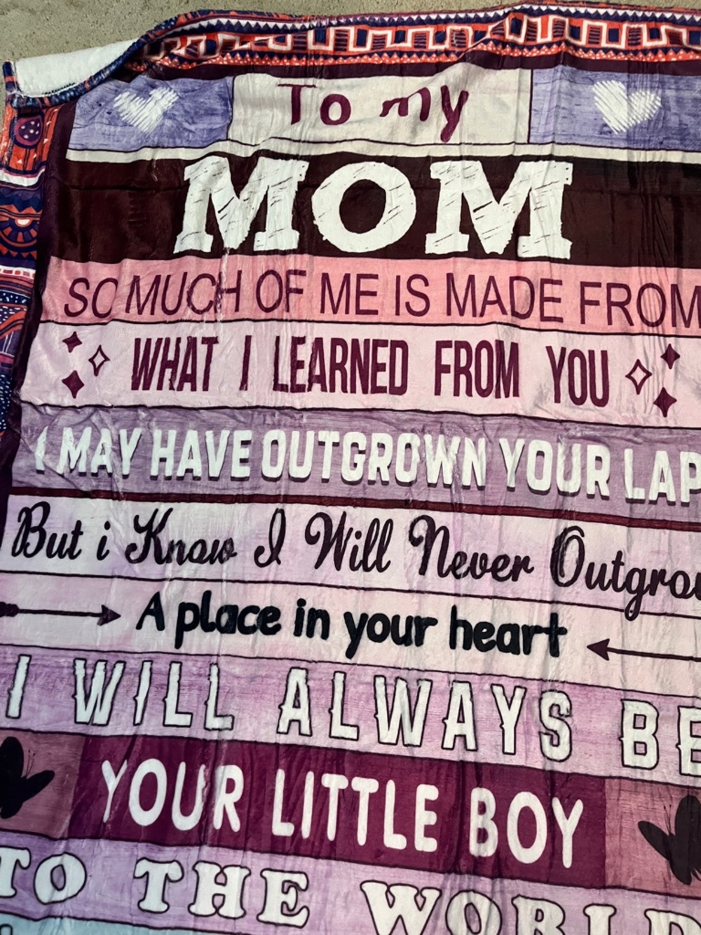 GREAT FOR MOTHERS DAY Best Mom Ever Sentimental Pink & Purple Throw Blanket NWOT - Picture 7 of 10